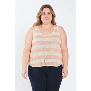 Excellent Old Navy Women Beige Pink Striped Knit Lightweight Sweater Tank Top XL